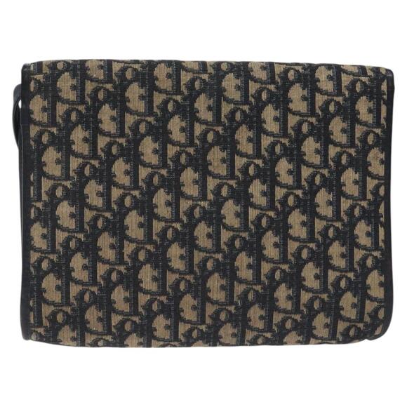 DIOR Trotter Canvas Shoulder Bag Navy Gold - Picture 3 of 12